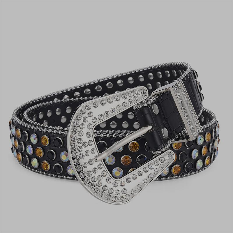 Unisex Alloy Punk Rock Rivet Rhinestone Belt - Rebellious Edge