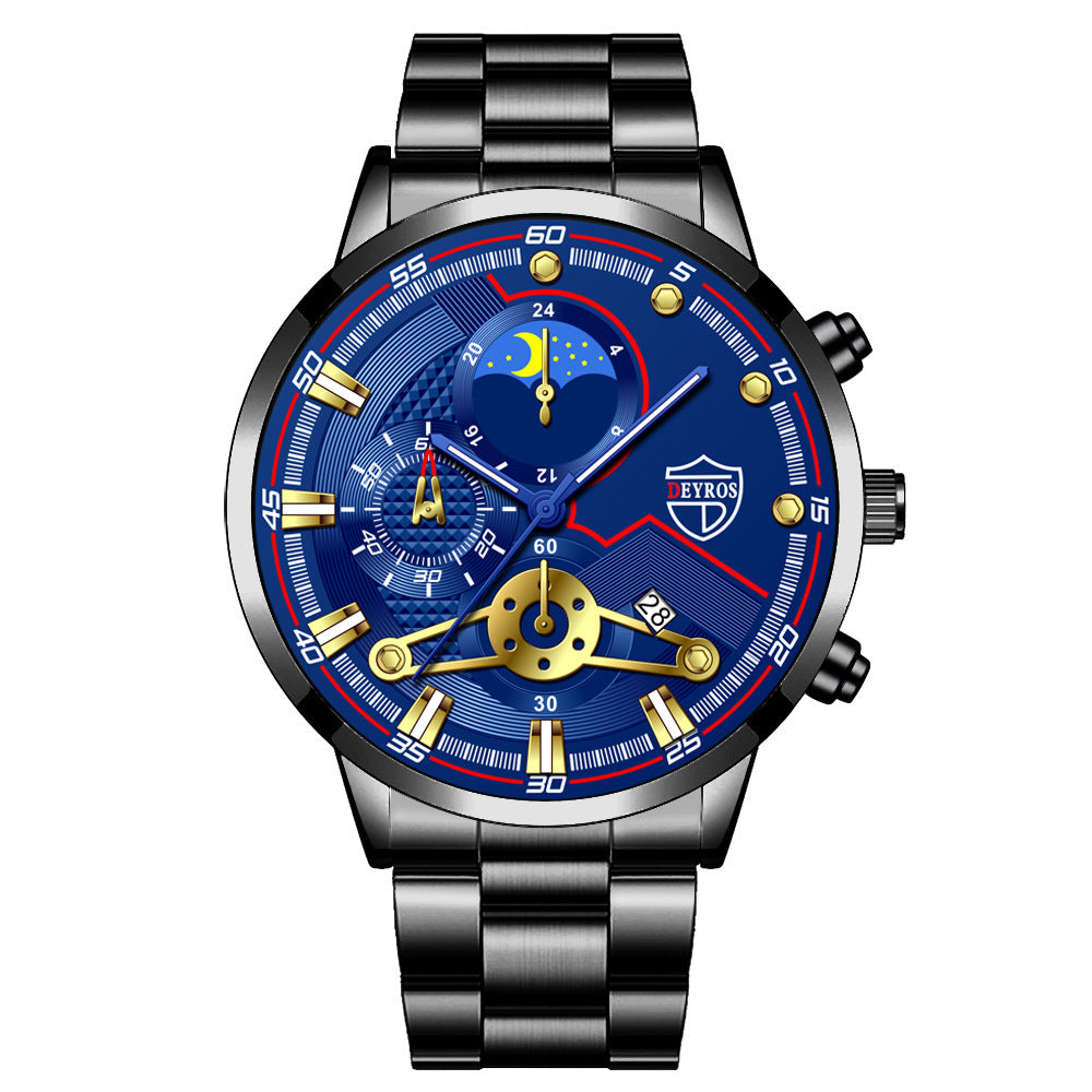 Mode Herr Kalender Armbandsur Affärs Quartz Klocka Studentklocka