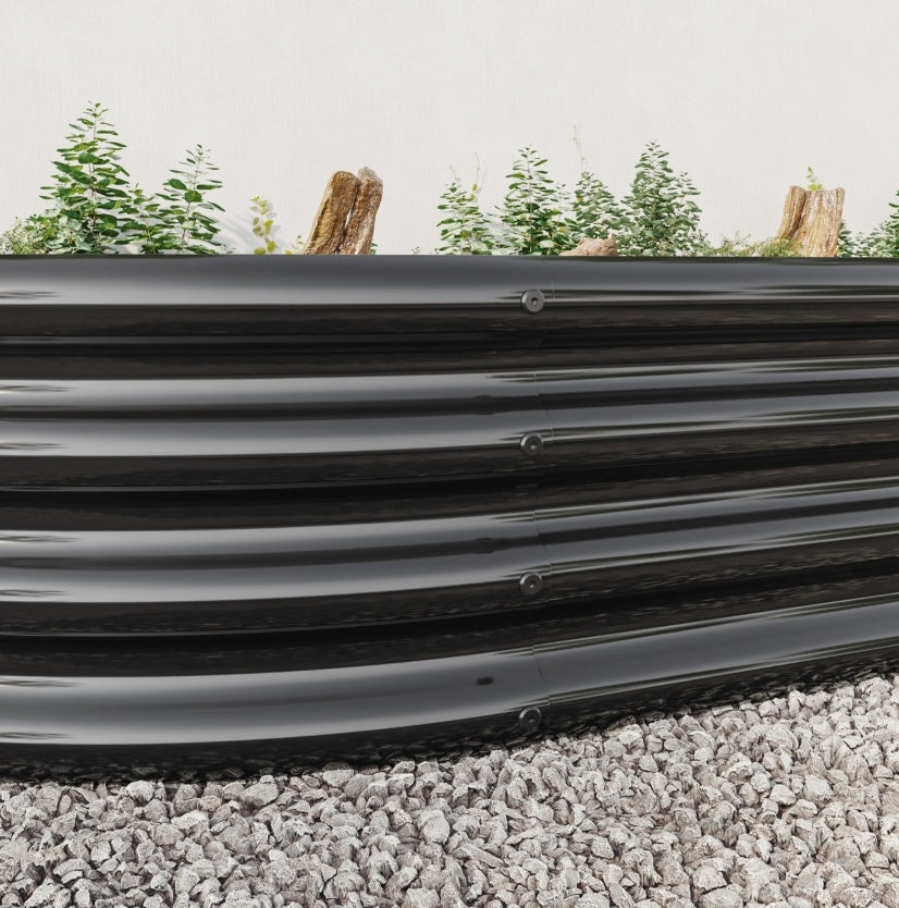 Oval metallförhöjd trädgårdsbädd