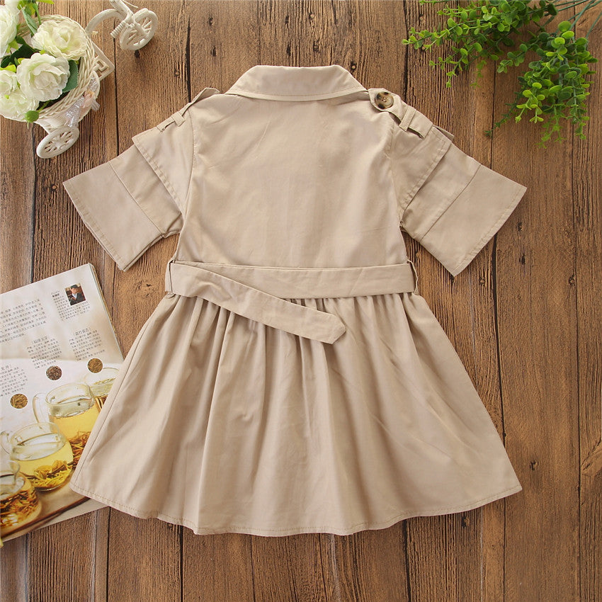 Vêtements d'été pour enfants Beige Style coréen chemise pour enfants robe pour filles robe pour enfants moyenne et grande chemise pour enfants
