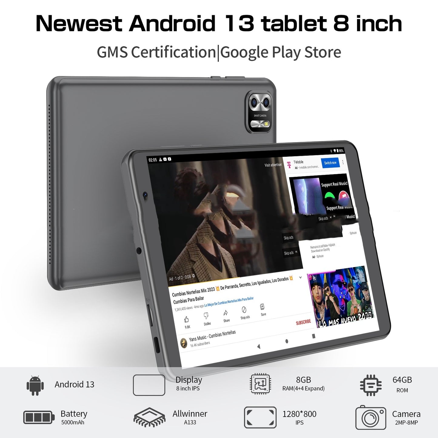 8-tums åttakärnig Tablet PC Android 13 System 64g stor kapacitet
