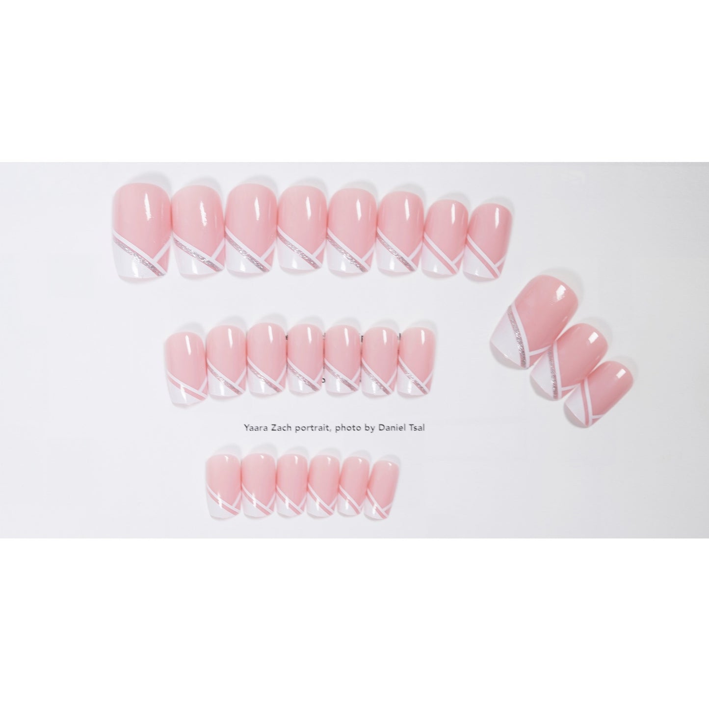 Oblique French Manicure Press-On Nails - Professional 24-Piece Set | Simple Elegant Design