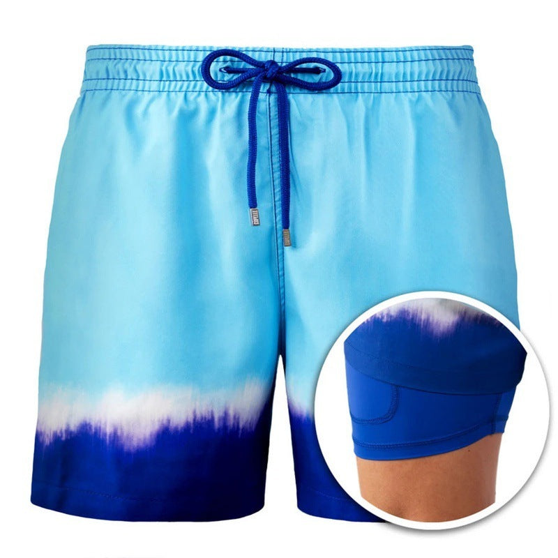 Herr Mönstrade Strandshorts Sportiga Dubbla Lagershorts Sommar