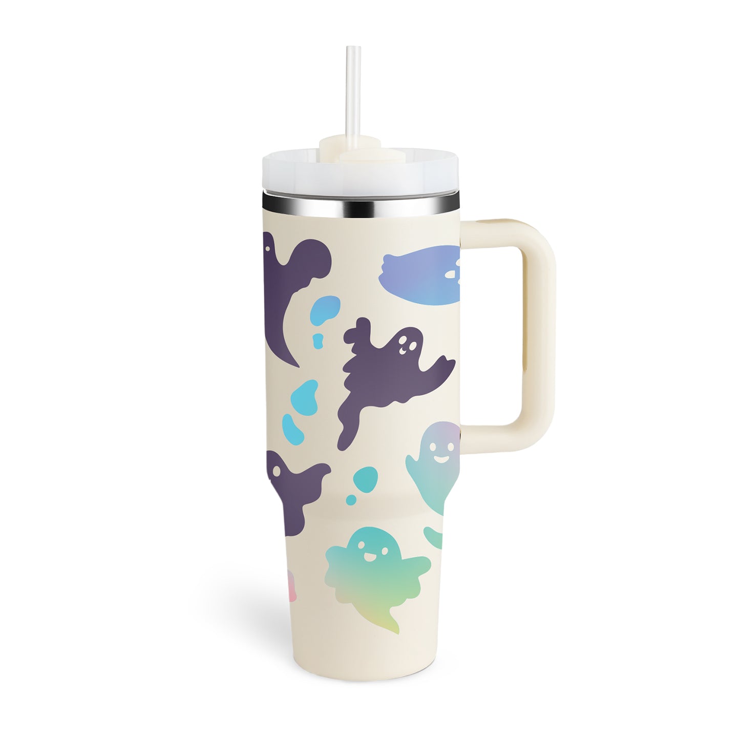 Alla hjärtans dag present termisk mugg 40 oz halm kaffe isoleringskopp med handtag Bärbar bil rostfritt stål vattenflaska stor kapacitet Resa BPA fri termisk mugg