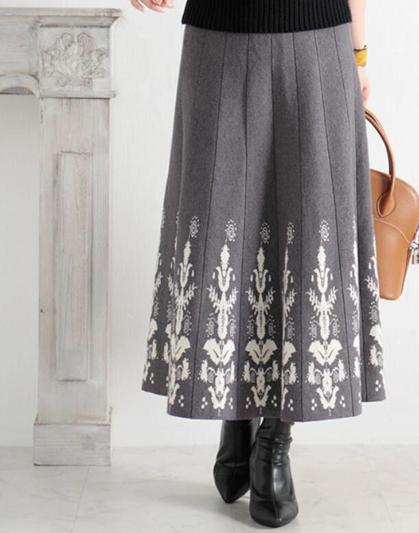 Jacquard Slim Knit A-Line Temperament Long Dress