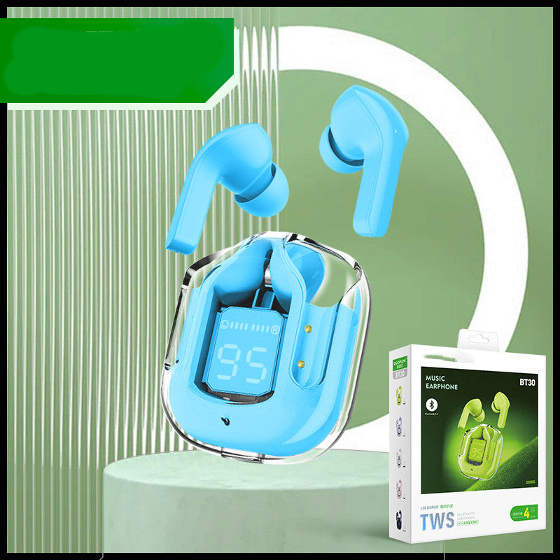 Nytt Mini Transparent trådlöst Bluetooth Headset Digital Display ENC brusreducering True Wireless Sports Music
