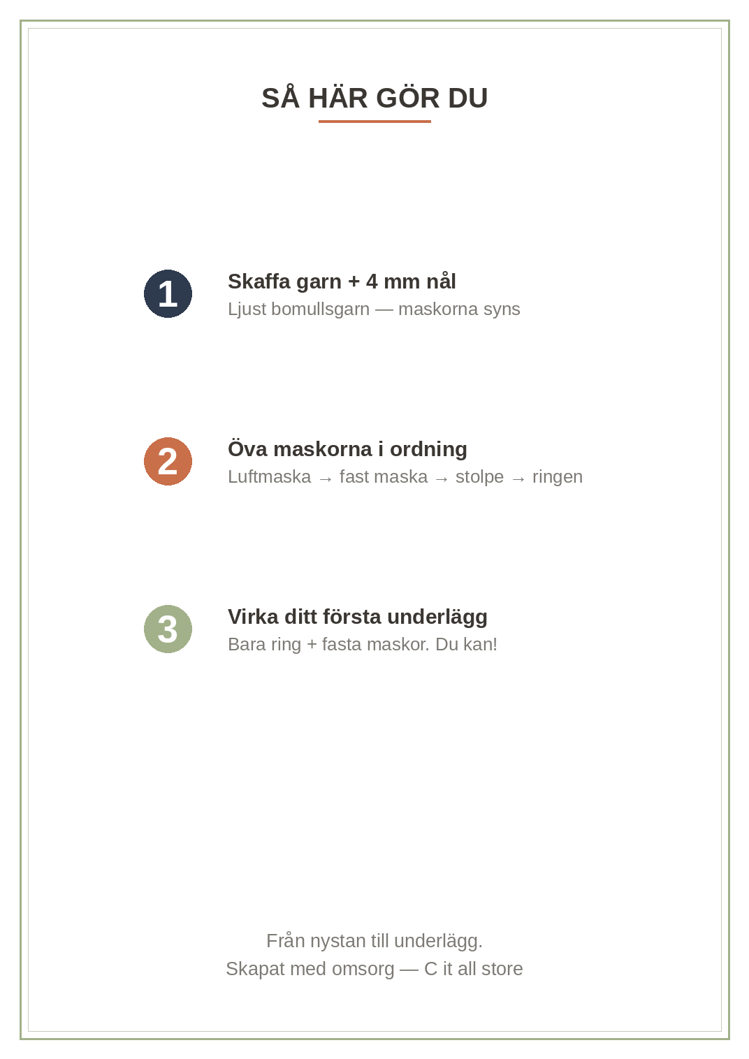 Virka-skola vol. 1 — luftmaska, fast maska, stolpe & magisk ring + första projektet (printbar PDF)