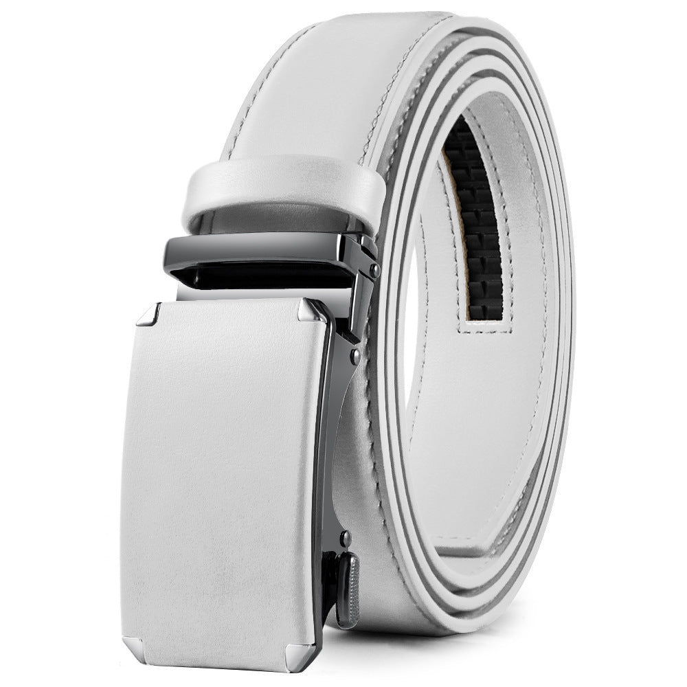 Men's Fashion Veneer Automatic Alloy Buckle Cowhide Belt - Sophisticated Elegance