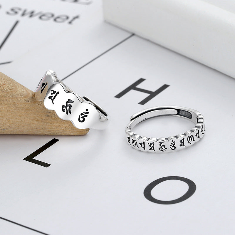 Sterling Silver Heart Sutra Ringar för män och kvinnor
