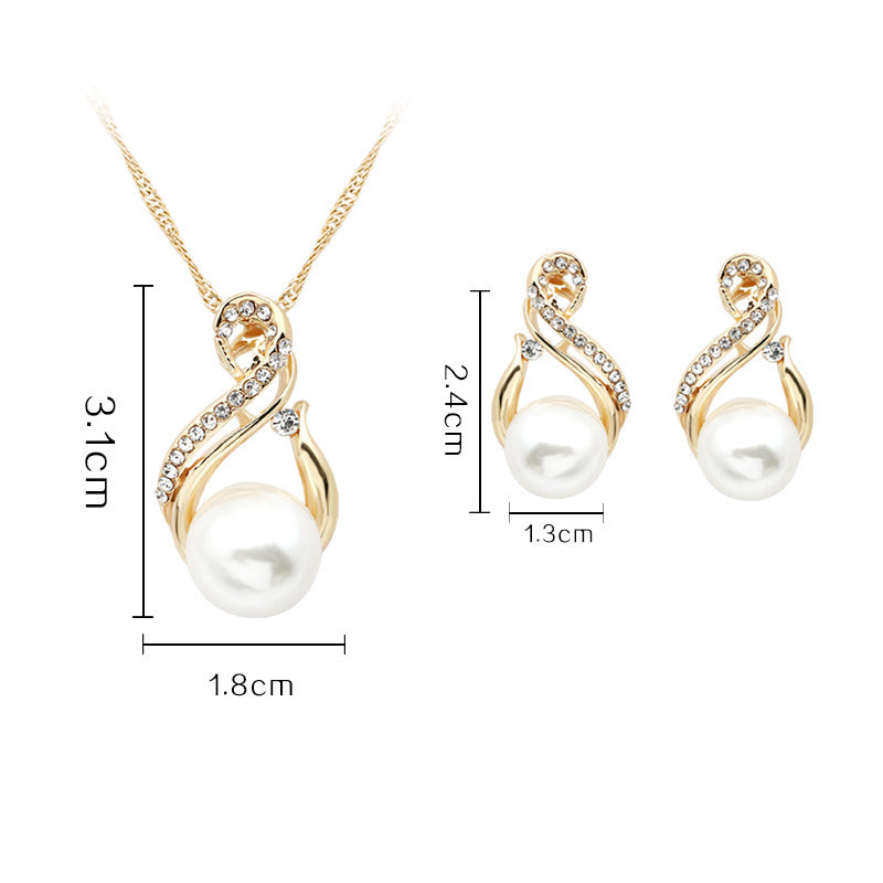 Necklace - Pearl Necklace & Earring Set