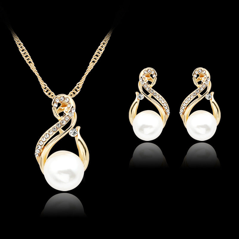 Necklace - Pearl Necklace & Earring Set