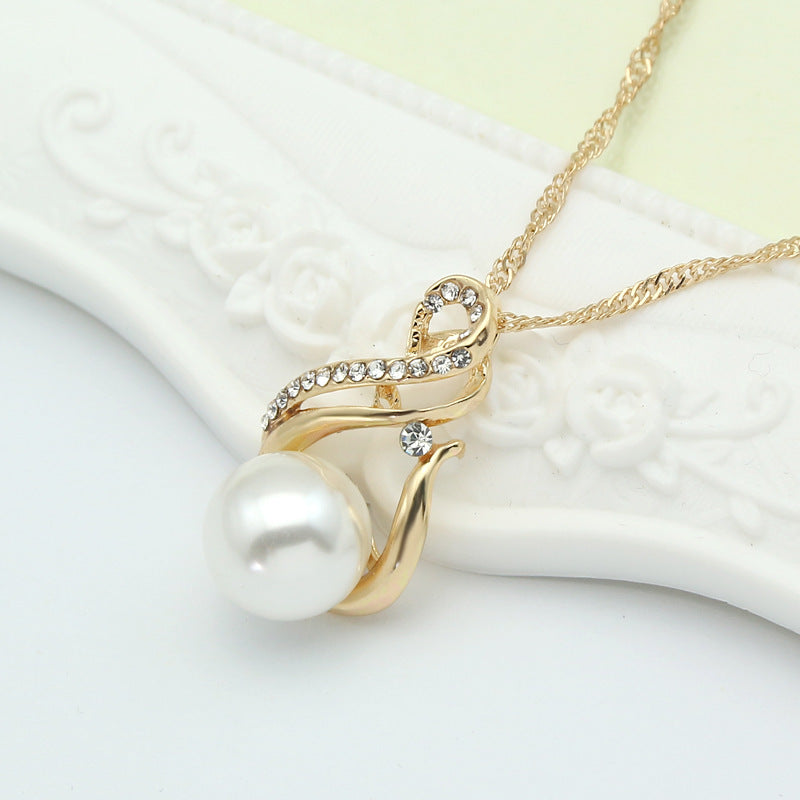 Necklace - Pearl Necklace & Earring Set