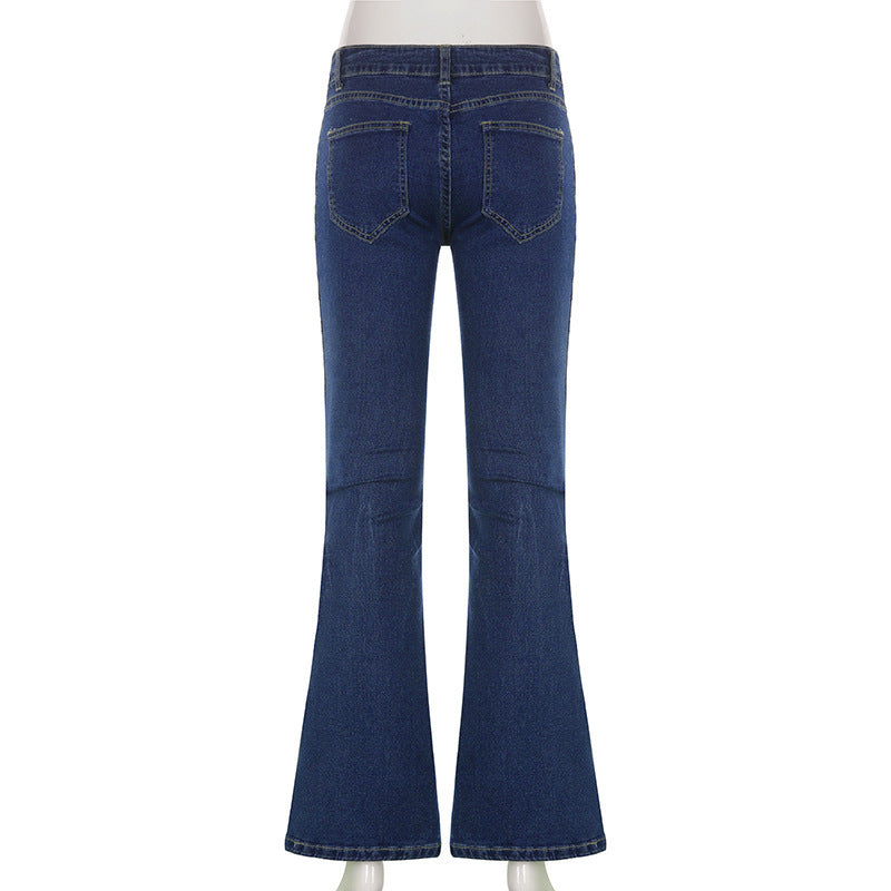 Blue Low Waist Commuter Pants Girl