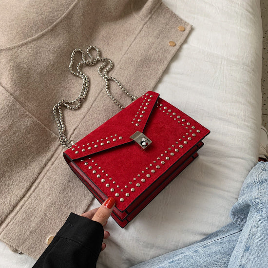 Textured Leather Mini Messenger - Compact Shoulder Bag with Scrub Finish