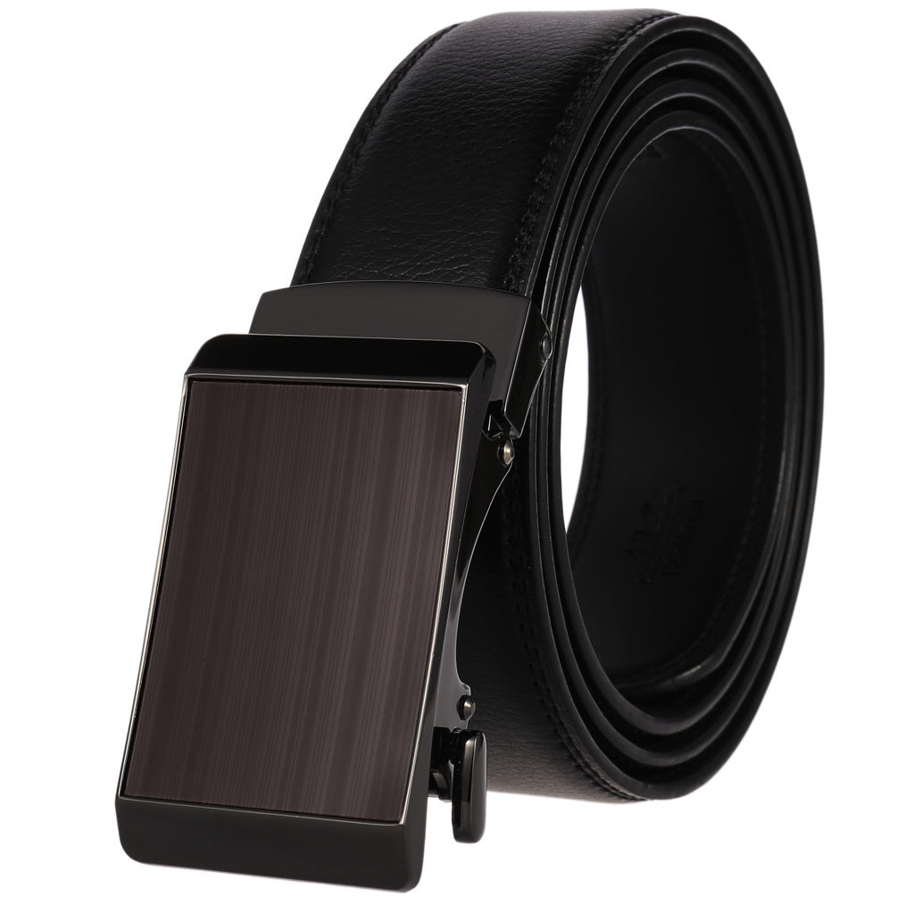 Men's Cowhide Alloy Automatic Buckle Business Casual Pant Belt - Effortless Professional