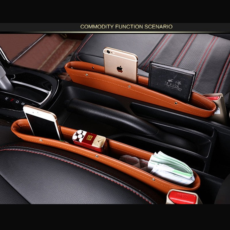 Car Organizer Box Caddy Catcher PU Läder Seat Gap Storage Bag