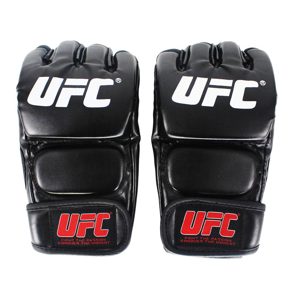 Professional Boxing Gloves - Leather Construction (Black, Adult Size, MMA Training)