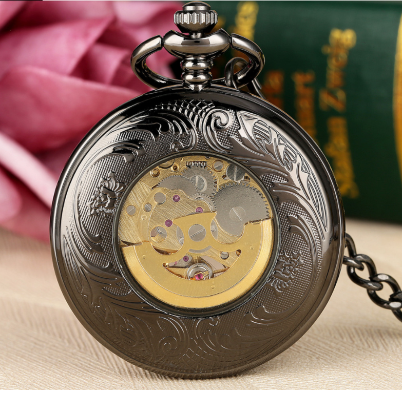 Flip Cover Transparent Carved Magnifying Glass Automatic Engraving Mechanical Pocket Watch - Traditional Modern Exquisite Sophisticated Precise Timeless