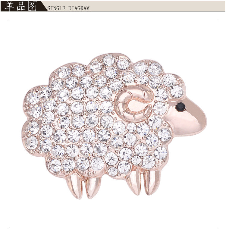 Broche mouton du zodiaque, broche en strass