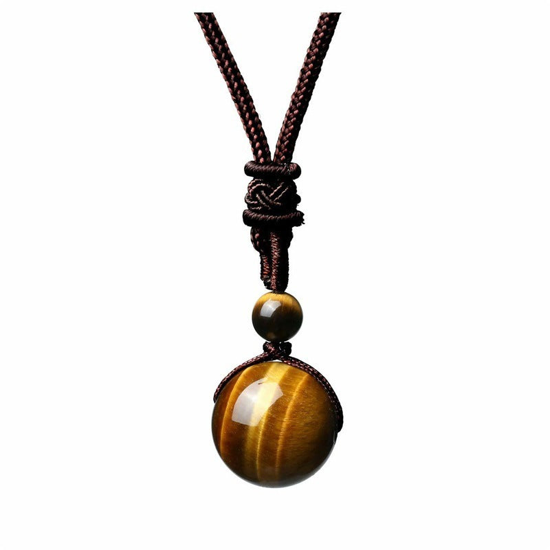 Moderiktigt 16mm Halsband med Naturlig Obsidianhänge och Ametist för Män och Kvinnor