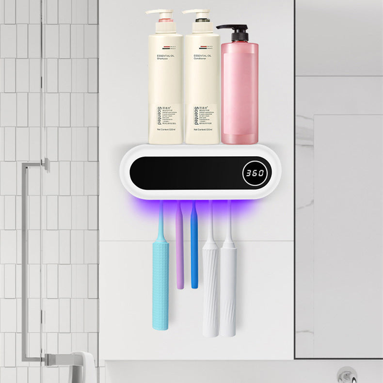Väggmonterad tandborstehållare Smart tandborste UV-sterilisatorhållare Tandkrämsdispenser Press för badrumstillbehör