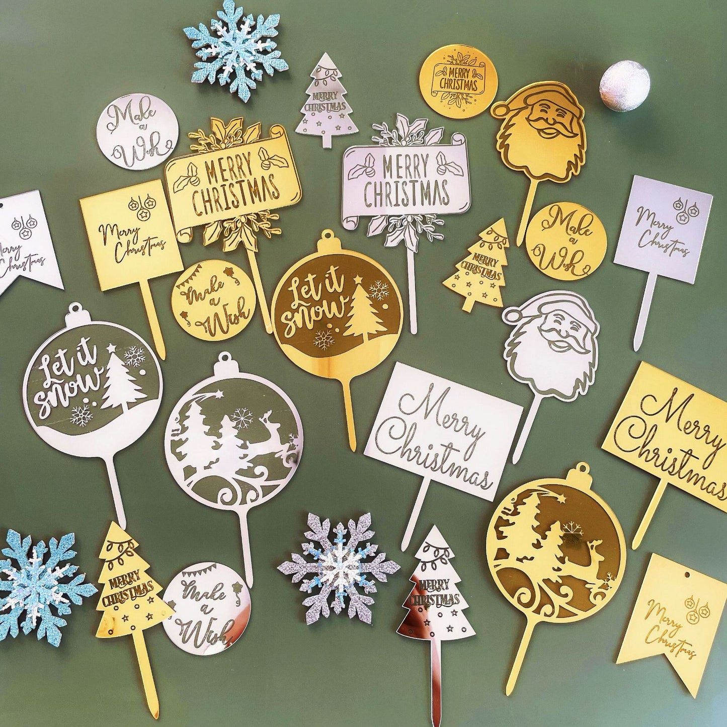 Carte de cuisson de gâteau en acrylique pour fête de Noël