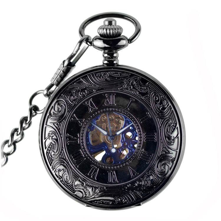 Retro Flip New Roman Blue Surface Mechanical Pocket Watch - Stunning Sophisticated Precise Elegant Protection
