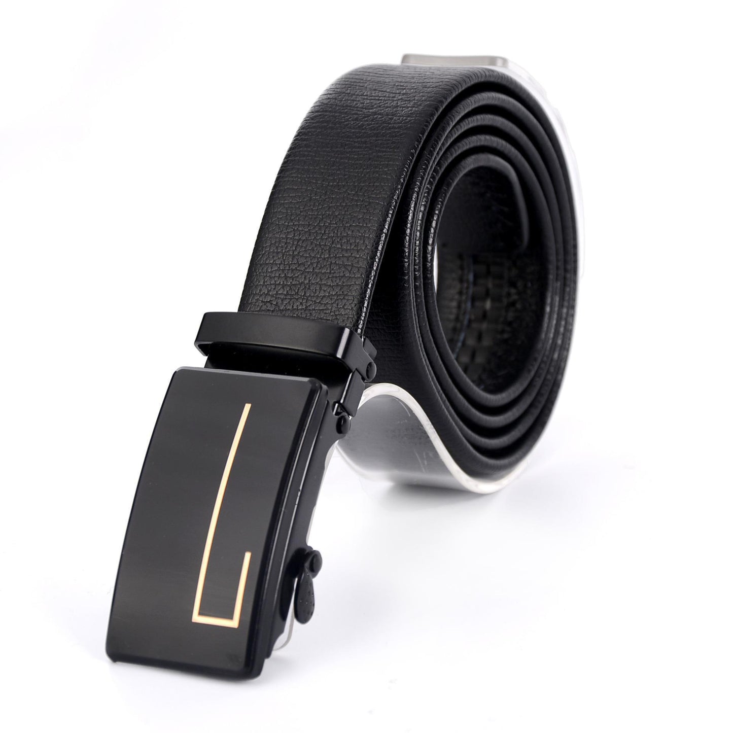 Men's Automatic Buckle Mirror Acrylic Iron Button Business Casual Belt - Reflective Sophistication