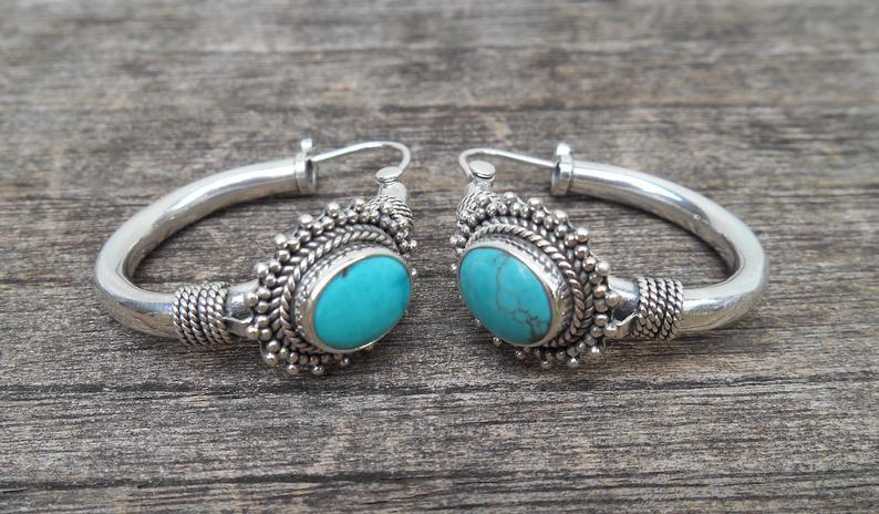 Bohemian Vintage Turquoise Earrings For European And American Ladies
