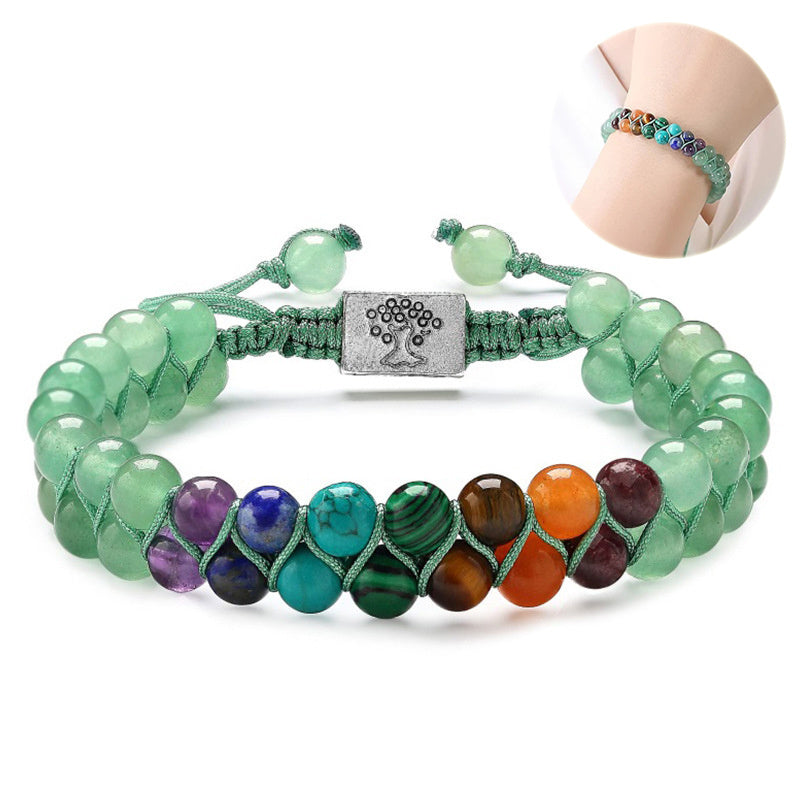 Modesmycken 6mm 7 Chakra Stenpärla Yoga Meditation Armband Läkande Kristall Dubbelskikt Naturlig Ädelsten Pärlstav Ångest Armband För Kvinnor