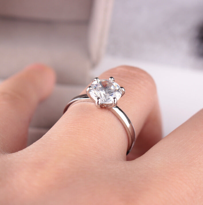 Bague en argent 925 avec zircone cubique à haute teneur en diamant pour bague de fiançailles