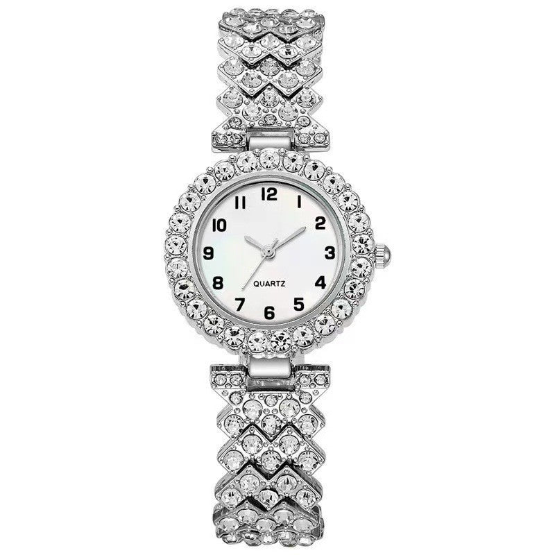 Fashion Jewelry 2pcs Luxury Fashion Women Watch Set Silver Strap Ladies Quartz Wristwatch Alloy Bracelet For Ladies Jewelry Set Clock Gift - Elegant Stylish Modern Statement Must-Have