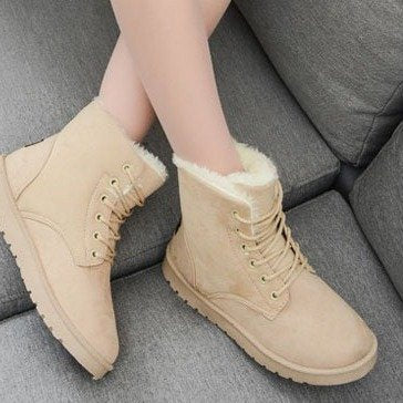 Warm Women's Snow Boots - Winter Ankle Shoes with Plush Insole