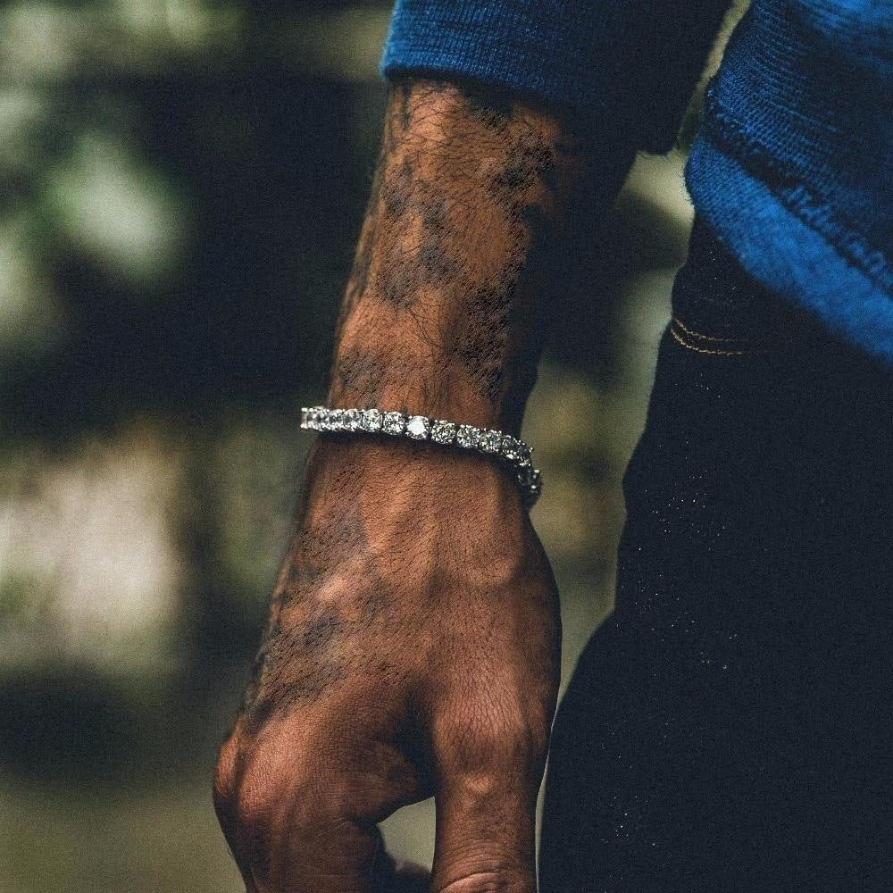 Hiphop-armband Iced Out Single Row Strass Chain Bling Tennis Charm Armband Zirkoniumarmband Länkkedja Smycken