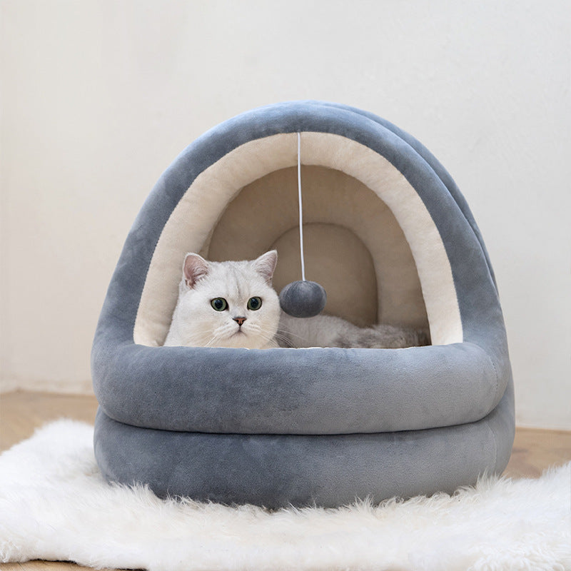 High-Quality Cat House Bed - Premium Pet Cave with Removable Mattress