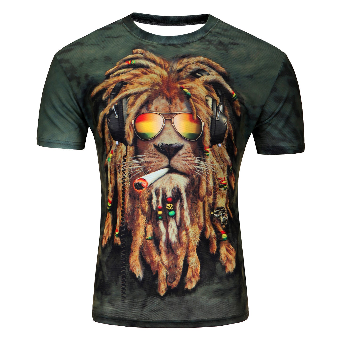 Mode européenne et américaine en été impression 3D lions mâle T-shirt à manches courtes T-shirt 3D en gros