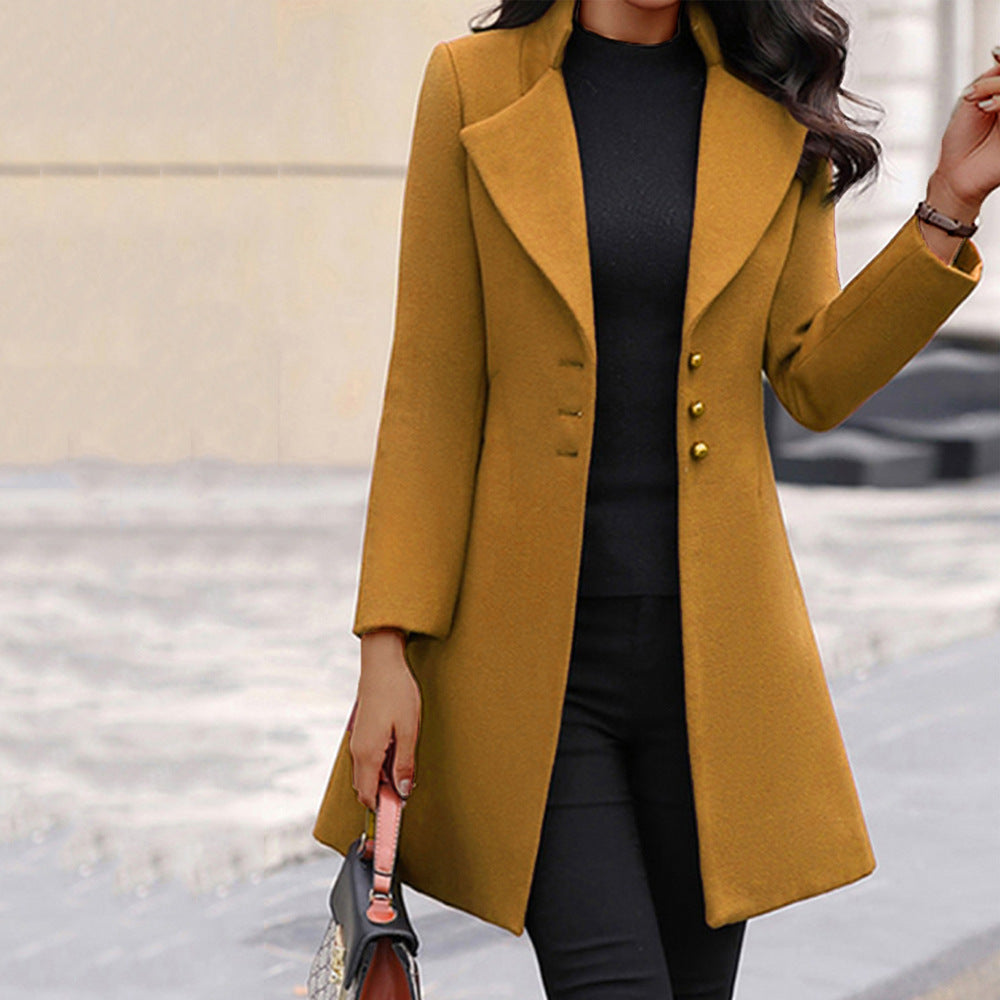 Manteau d'hiver à simple boutonnage et revers