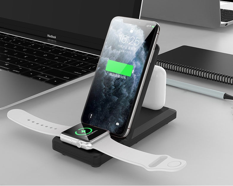 3-in-1 Wireless Charger - Fast Charging Station for Phone, Watch & Earbuds