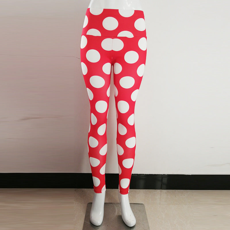 Legging cercle blanc fond rouge