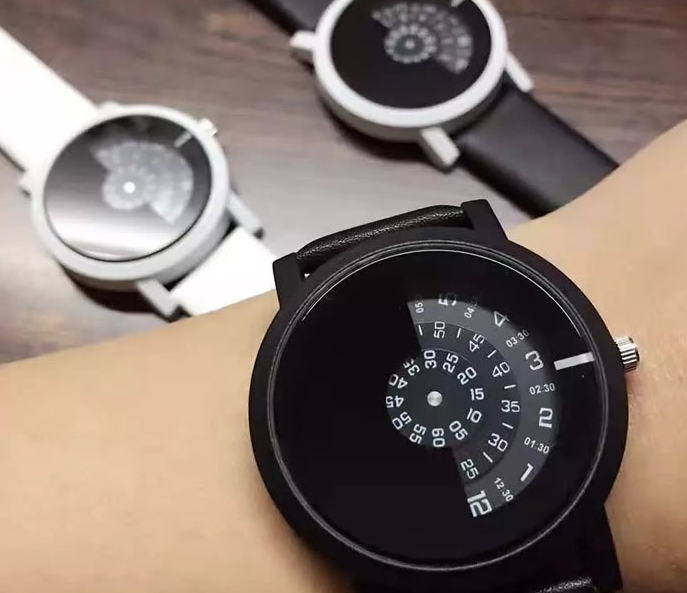 Platine tournante personnalité montre de mode mode simple montre version coréenne du concept montre à quartz ceinture étudiant couple table