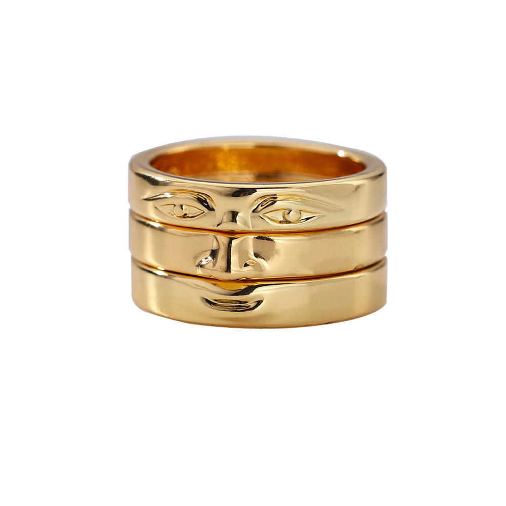 Bague à visage touchant, nouveau design de niche