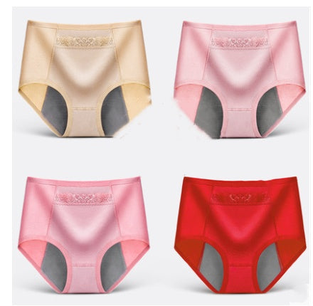 4 Physiological Underwear Women''s Waist Cotton Aunt Menstrual Period Leak-proof Girl Warm Breathable Triangle Health Pants