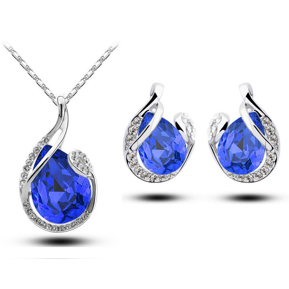 Luxury Rhinestone Earring Necklace - Elegant Sparkle