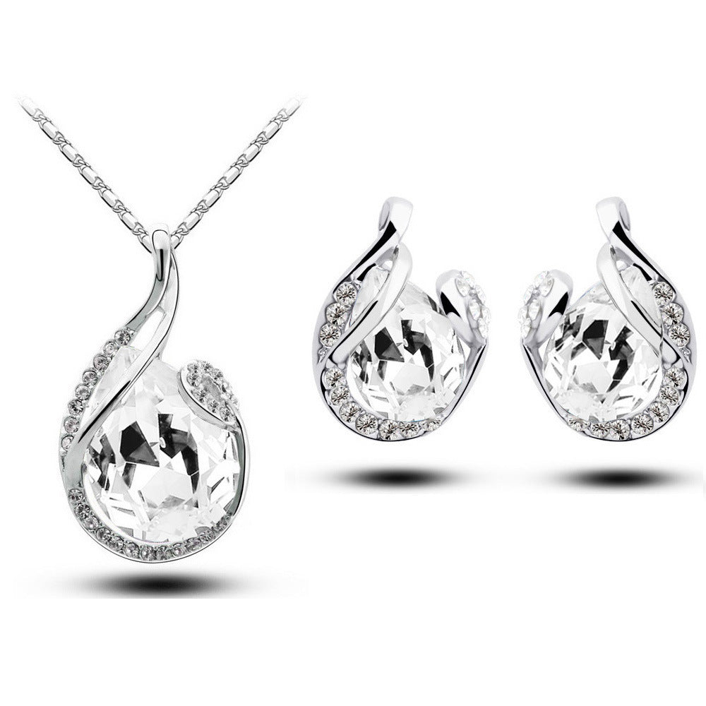 Luxury Rhinestone Earring Necklace - Elegant Sparkle