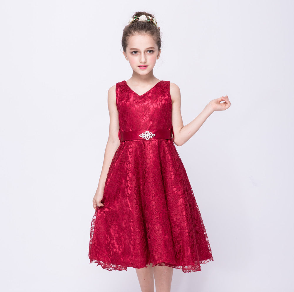 Enfants filles robe enfants Costume filles robe dentelle robe Tong vente en gros