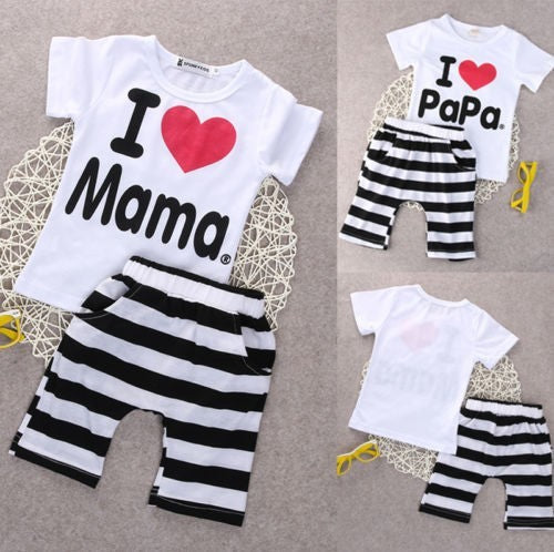 Short-Sleeved T-Shirt Print Kids Suit