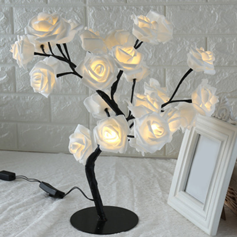 LED träd ljus ros liten träd ljus