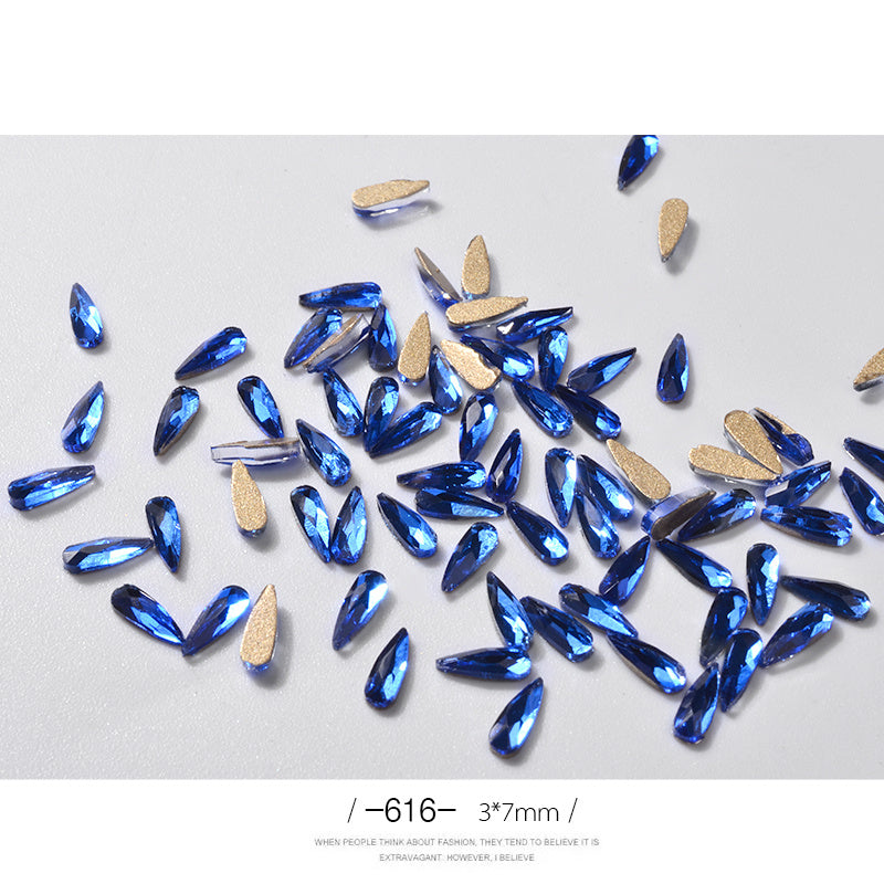 3D Water Drop Rhinestones - 10 Pieces 7x3mm | 3g Acrylic 12 Color Options
