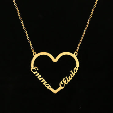 Fashion Custom Stainless Steel Name Heart Necklace For Women Personal Letter Gold Choker Necklace Gift