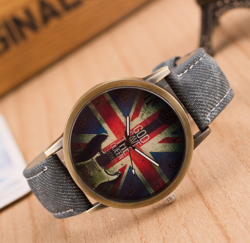 UK Flag Wrist Watch - Stylish Elegant Modern Sophisticated Functional Fashionable Vibrant Statement